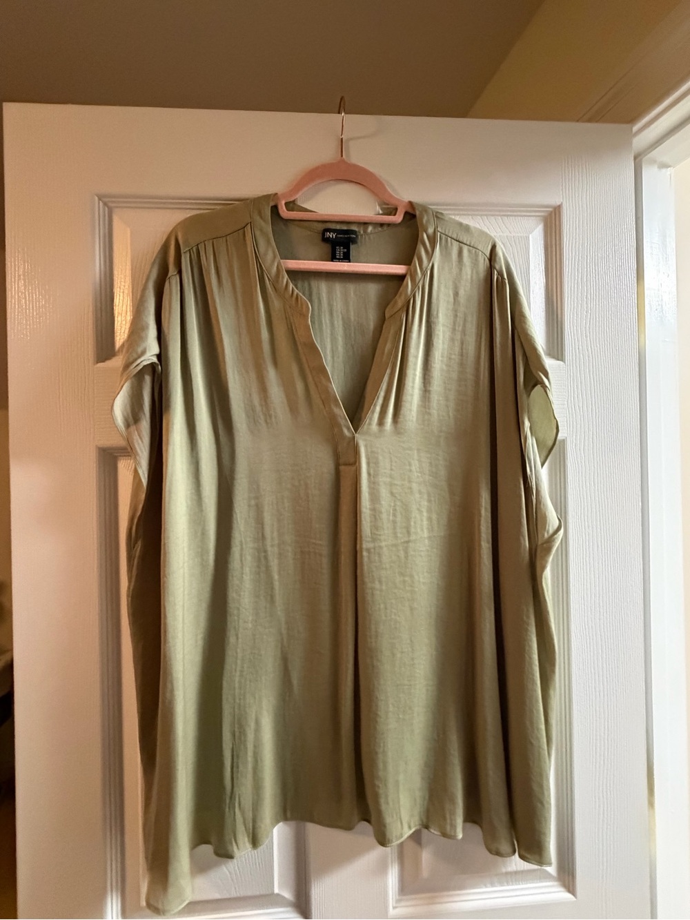Jones New York Light Olive Split V-Neck Tunic